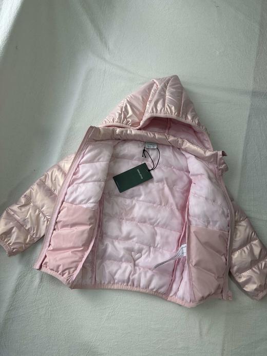 贝壳三 珠光粉色亮面儿童连帽棉服绗缝防风轻薄拉链棉衣C120527 商品图2