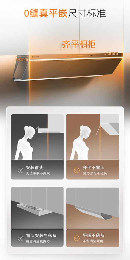 卡萨帝小炫风max静音油烟机揽光小旋风抽油烟机家用烟灶套装30大吸力国家补贴搭配Z5SU9烟灶联动Y5S(灰） 商品图2
