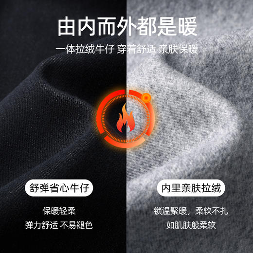 【3色-加绒-阔腿裤】逸阳冬新品加绒保暖不易掉色宽松直筒牛仔裤8834 商品图1