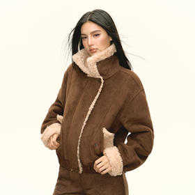 Ariseism 美式复古设计感皮毛一体短外套女冬季新款