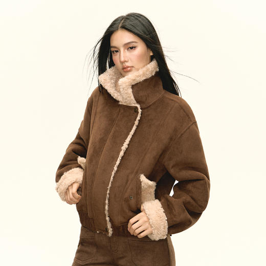 Ariseism 美式复古设计感皮毛一体短外套女冬季新款 商品图0