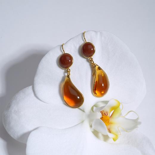 北京仓｜Loulou de la Falaise-LARMES-枫叶红棕 双色 耳环［法国设计师］ 商品图0