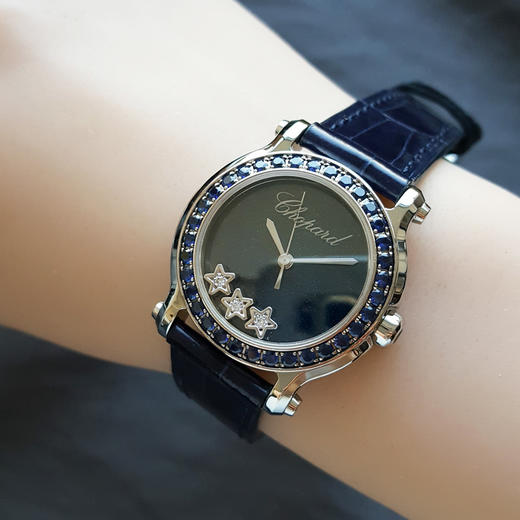 【95新】CHOPARD 萧邦278509-2007石英机芯30MM（女款）HAPPY DIAMONDS系列精钢；镶嵌蓝色宝石表圈 211125TJ20 商品图7