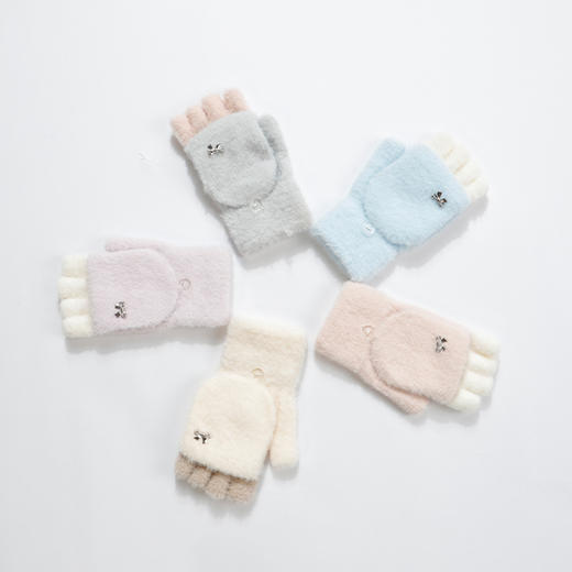 蝴蝶结针织女翻盖女半指手套-纪念日百货门店同款165295302 商品图0