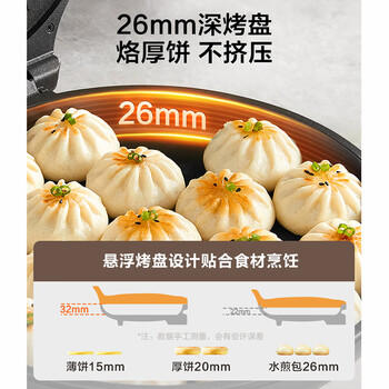 苏泊尔（SUPOR）电饼铛家用 电饼档双面加热煎饼锅 煎烤烙饼锅 早餐机抗菌烤盘 26mm加深 新老款随机发货 JJ30A645 商品图2