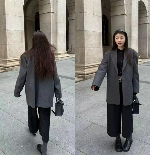 【QINGFAN 八分毛呢阔腿裤】质感显腿长毛呢西装裤 高腰收腹 柔软厚实 包容多种腿型  显瘦显高 MWX 商品图1