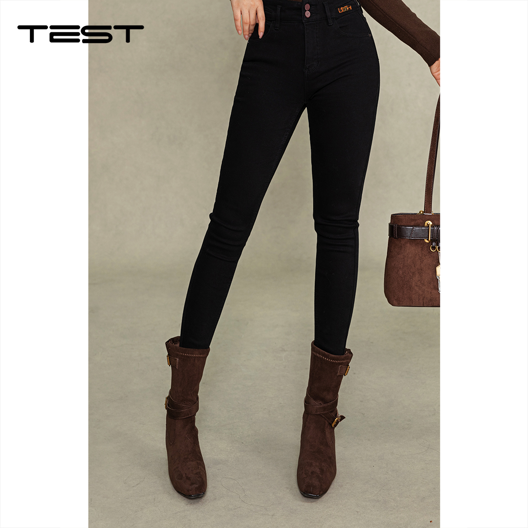 冬上新通勤质感黑紧身高腰牛仔裤3254077