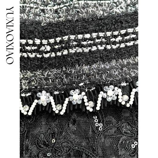 余潇潇【时光礼赞】含绵羊毛亮丝粗花呢褶皱圆领小香外套&连衣裙 商品图2