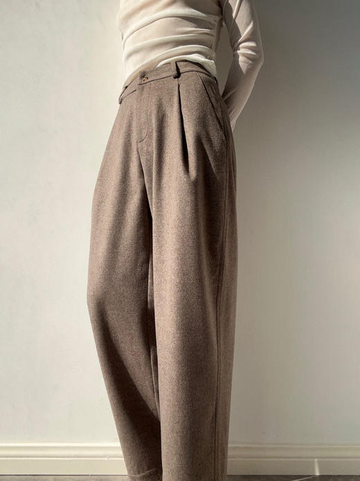 Running Closet｜前褶弯刀小脚裤 [ 驼 真丝羊毛 ] 【LCM】 商品图2