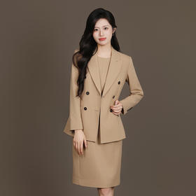 法小曼*子珍专款/羊毛套装女秋季2026新款爆款高级感职业装两件套卡其色长袖西服