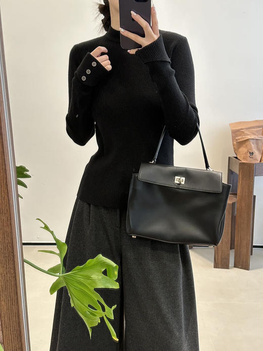 袖扣子厚一点正肩羊毛抗起球混纺针织基础打底衫 商品图14