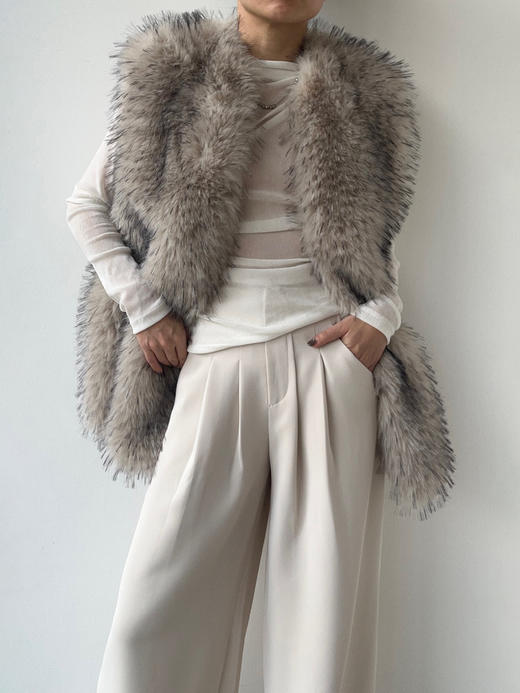 Running Closet｜环保毛长款马甲 [ 米 仿皮草 ] 【LCM】 商品图1