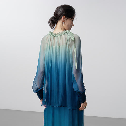 【林栖设计小店】【手工钉珠】青绿渐变真丝衫2026早春新款花仙子两件套女1961079B 商品图4