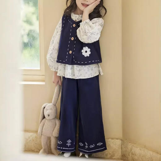 裁缝学苑TH15套装森系三件套纸样儿童灯芯绒背带裙衬衫直筒裤样板 商品图4