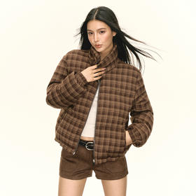 Ariseism 美式复古设计感格子棉服外套女秋冬新款上衣面包服