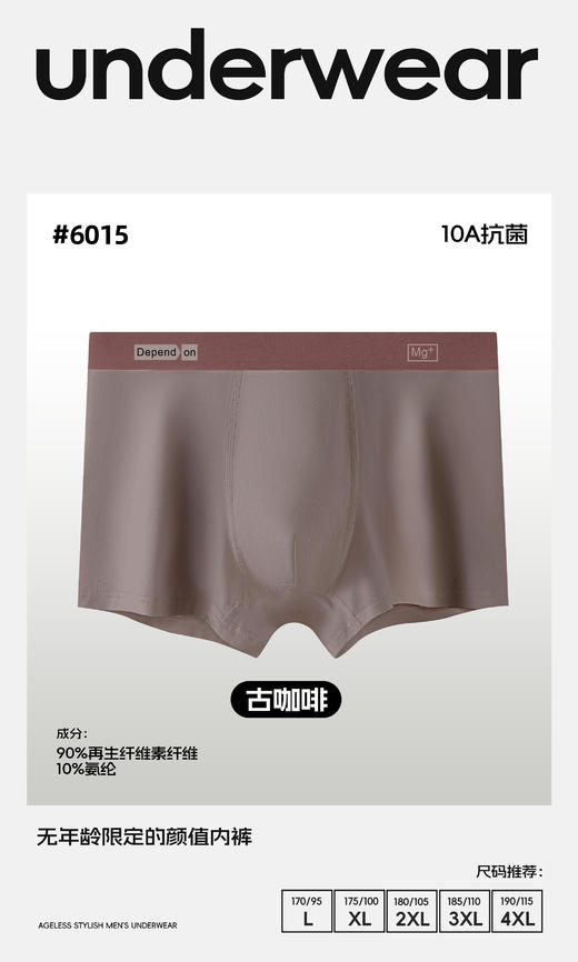 男士莫代尔明筋时尚平角内裤简约全年龄可穿6015 商品图4