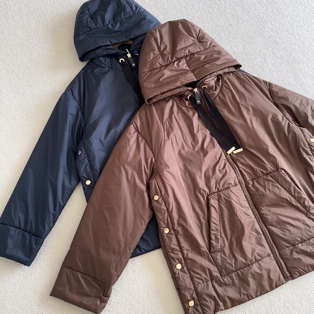 【à perles】MAX*宽松抽绳连帽驼绒棉外套