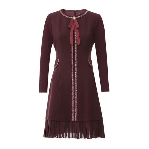 EITIE爱特爱冬季新品高腰修身显瘦裙摆拼接气质优雅连衣裙7607316 商品图11