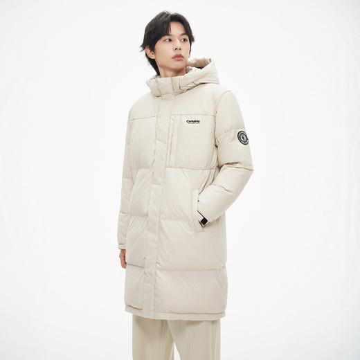 gxg.jeans男装 冬季中长款杏色连帽羽绒服J24XE114083 商品图1