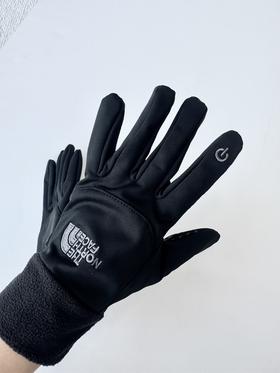 tnf户外骑行加绒防护手套 可触屏   灰标黑触控手套