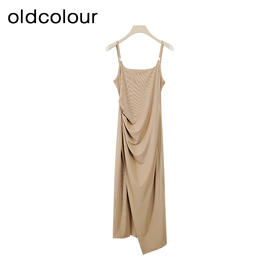 oldcolour欧珂夏季简约休闲气质纯色吊带连衣裙女BR15102190A