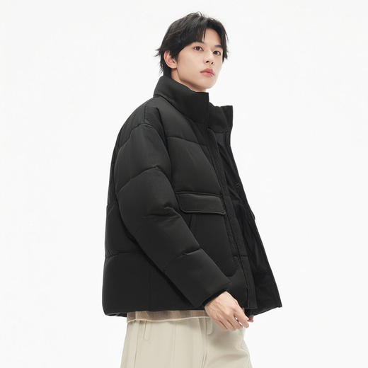 gxg.jeans男装 黑色肌理感宽松休闲短款立领羽绒服外套 25冬热卖 商品图2