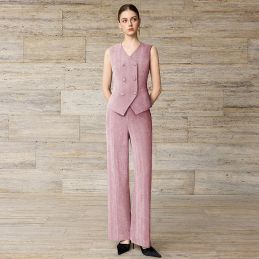 法小曼*子珍专款/粉色主持人西装三件套气质职场主持穿搭 商品图5