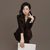 法小曼*子珍专款/高级感雪尼尔西装套装女冬职业装双排扣灯芯绒通勤休闲西服 商品缩略图7