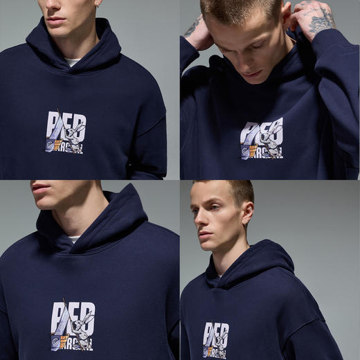 REDCHARCOAL 红炭米白色老鼠印花连帽卫衣男秋季新款美式男士上衣 商品图7