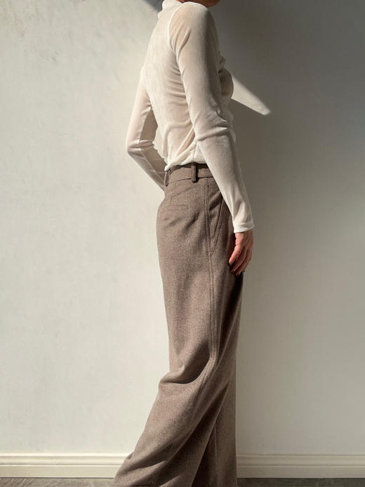 Running Closet｜前褶弯刀小脚裤 [ 驼 真丝羊毛 ] 【LCM】 商品图1