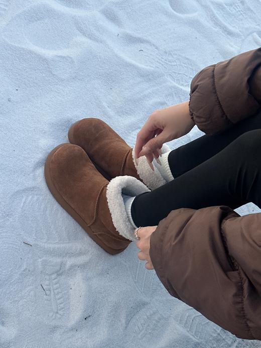 真皮牛反绒皮雪地靴2025年冬季新款靴子 可选单里/加绒款 保暖时尚百搭 商品图3