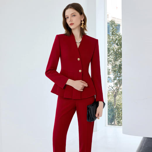 IWY/红色职业西装套装女秋季修身显瘦高级感职场通勤正装工作服25CP830 商品图3