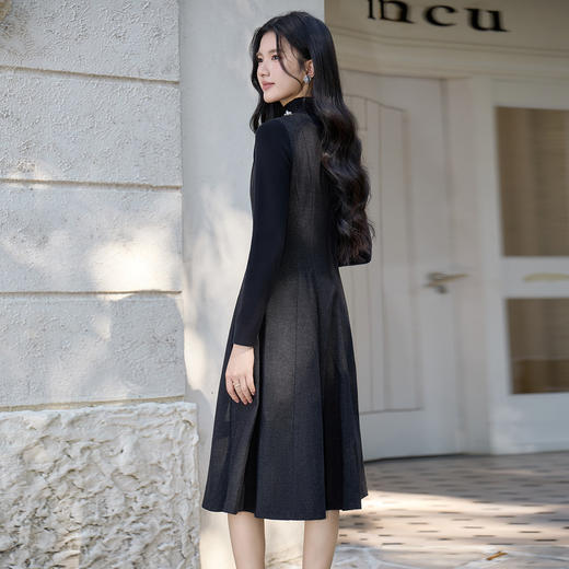 奢姿大码女装2025冬季时尚水钻装饰圆领背心裙胖妹妹气质减龄长裙9954853858 商品图3