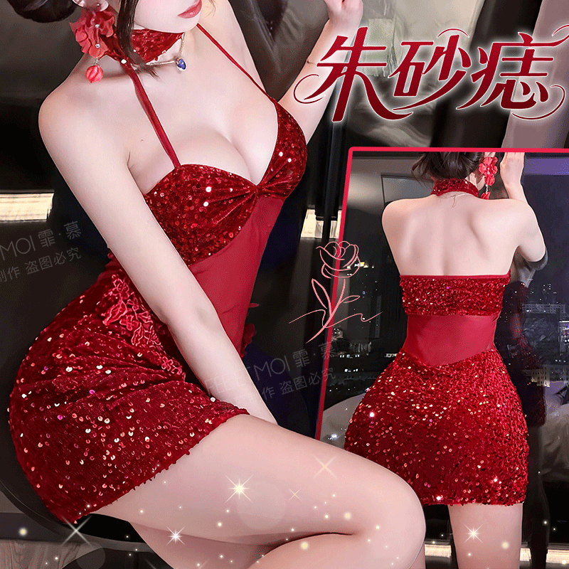 【情趣内衣】霏慕 燃欲萦心亮片名媛连衣裙ZY195