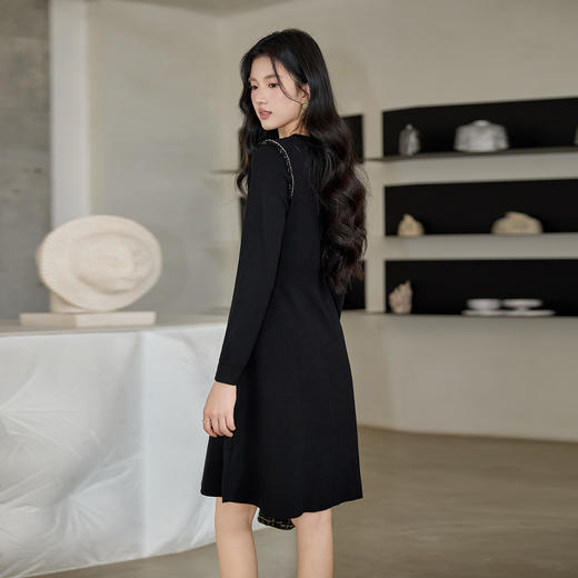 奢姿2025大码女装胖妹妹针织连衣裙秋冬款遮肉小香风毛衣中长裙子9854870535 商品图3