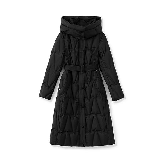 简约连帽收腰系带御寒保暖长款90白鸭绒羽绒服WLZD2432508 商品图4