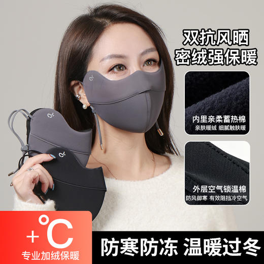 【男女同款秋冬防风蓄热口罩】5D立体贴合，双层拼接设计！外层空气棉防寒，内里磨毛暖绒！防晒防护御寒，舒适透气不闷热！【WX-X】 商品图4