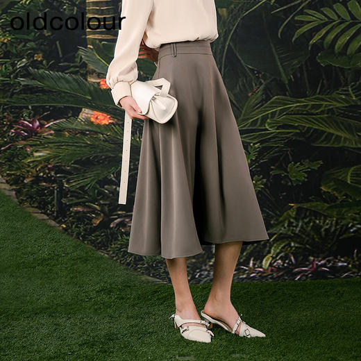 oldcolour欧珂春秋季纯色简约休闲通勤日常长裙女Q15061422 商品图1