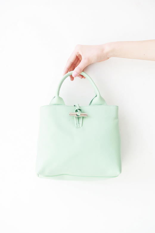 女神竹节包，高颜值出片。四色法式牛皮织物手提包单肩包C120566 商品图8