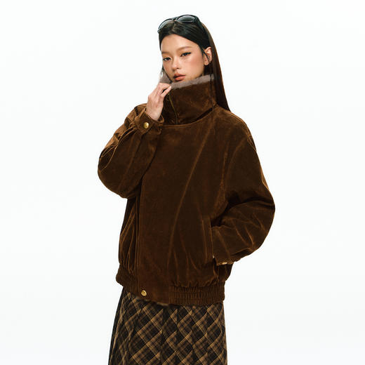 Ariseism 美式复古设计感夹棉毛毛外套女冬季新款修身上衣 商品图2