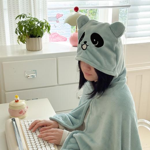 自然醒带帽披肩毯子熊猫和熊午休毯带帽毯JY 商品图11
