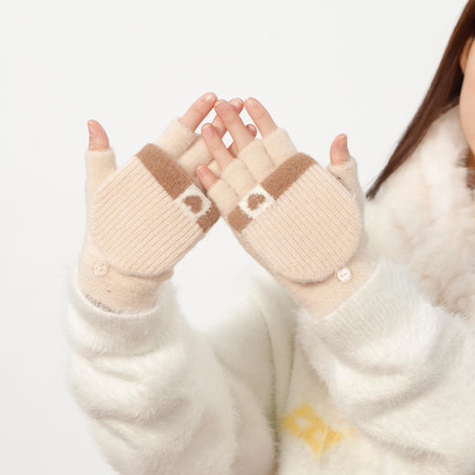 爱心针织女翻盖女半指手套-纪念日百货门店同款165295193 商品图3