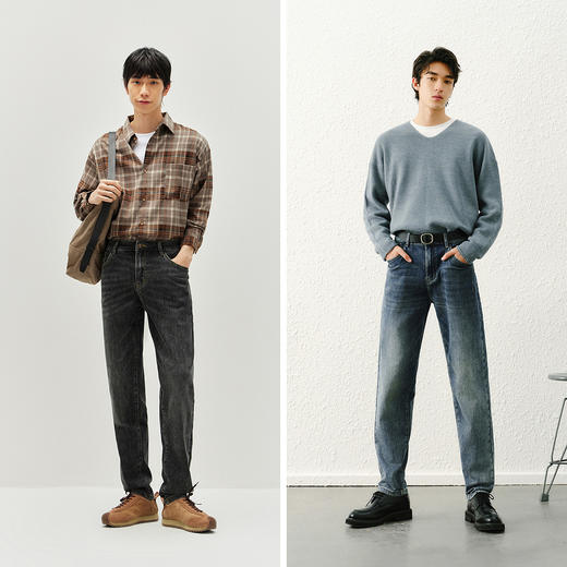森柔|森马牛仔裤男生春季复古都市合体小脚裤子日常通勤弹力长裤 商品图4