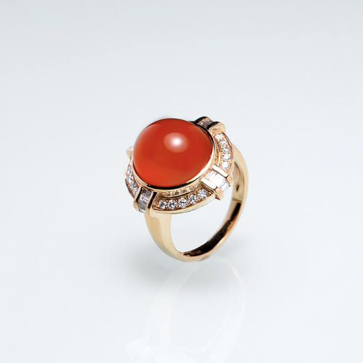 【挚友限定】重工镶 | 果冻红南红&钻石戒指 商品图1