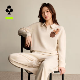 有棵树天枢空气层微绒磨毛翻领女士家居服套装-J1195