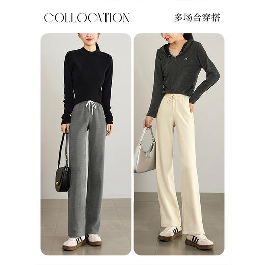 【年终特卖】熙世界灯芯绒阔腿休闲裤女秋冬新款宽松高腰显瘦垂感雪尼尔直筒裤 商品图2