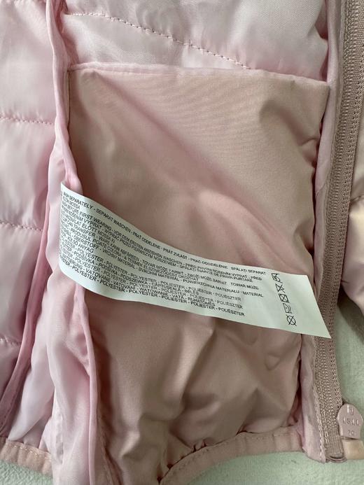 贝壳三 珠光粉色亮面儿童连帽棉服绗缝防风轻薄拉链棉衣C120527 商品图7