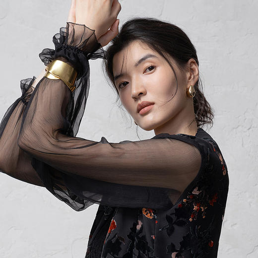 【林栖设计小店】真丝衫植绒提花设计感新中式宽松2026早春新款开衫上衣女1961124 商品图7