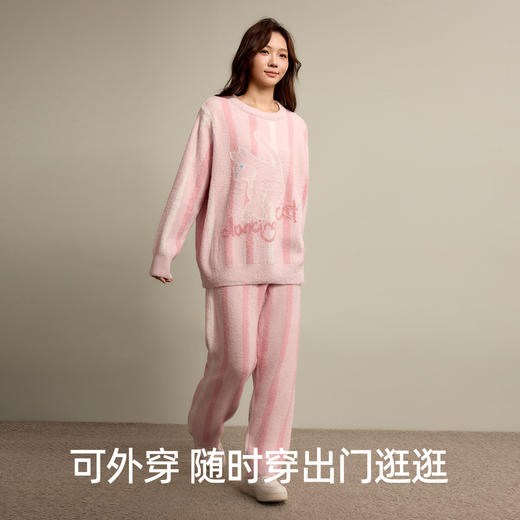 有棵树半边绒猫咪可爱风加厚女士家居服套装-J1106 商品图4