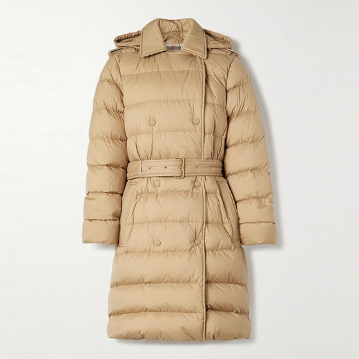 BURBERRY 巴宝莉 女士系带双排扣绗缝羽绒服 卡其色 8113175 B8626 商品图0